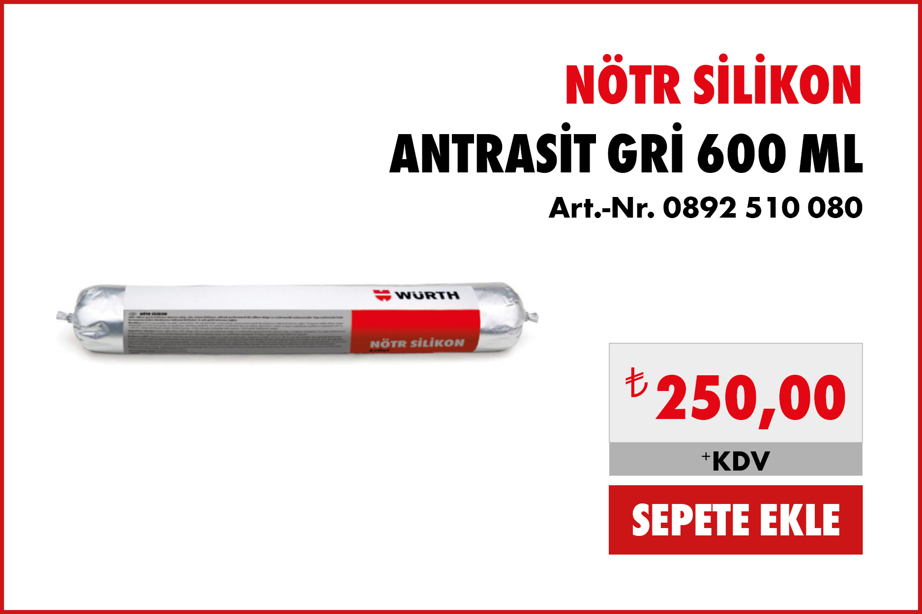 NÖTR SİLİKON ANTRASİT GRİ 600ML