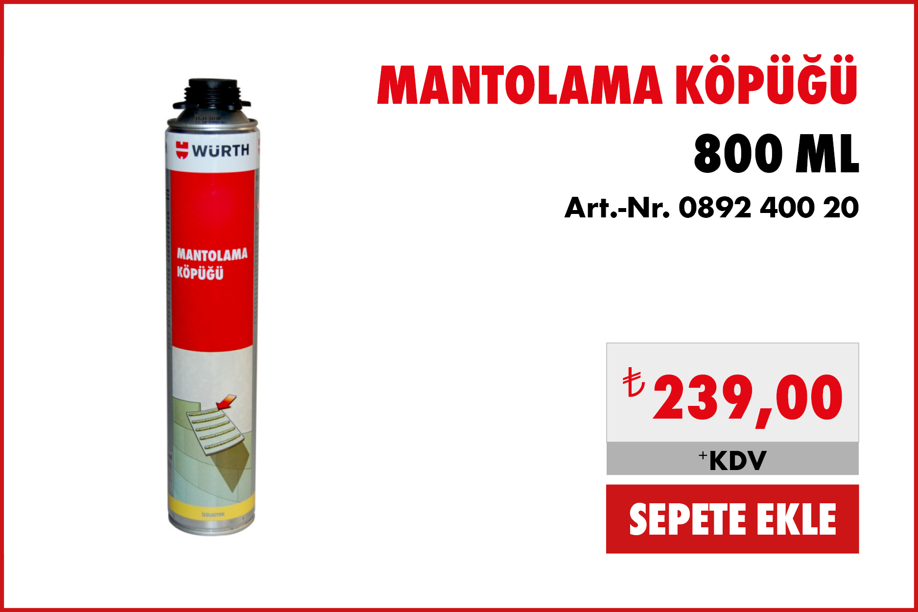 MANTOLAMA KÖPÜĞÜ-B2-800ML