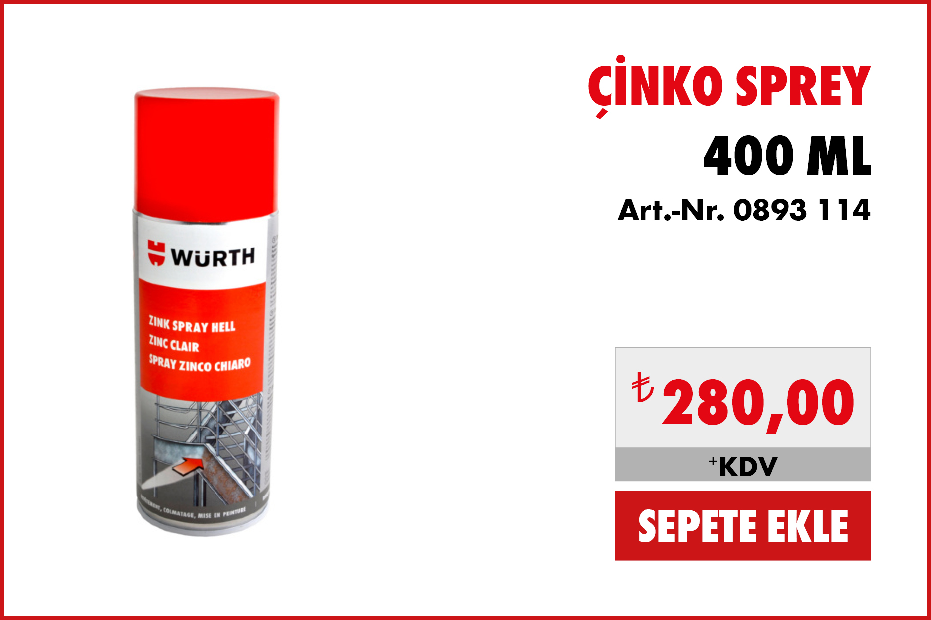 ÇİNKO SPREY 400ML